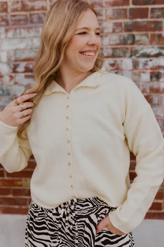 Simple Things Button Up Sweater- Butter Yellow