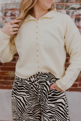 Simple Things Button Up Sweater- Butter Yellow