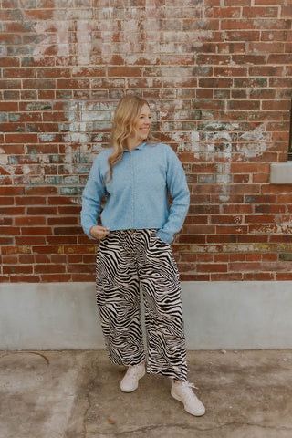 Simple Things Button Up Sweater- Blue