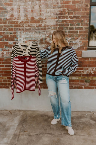 Color Mix Sweater- Hunter Green