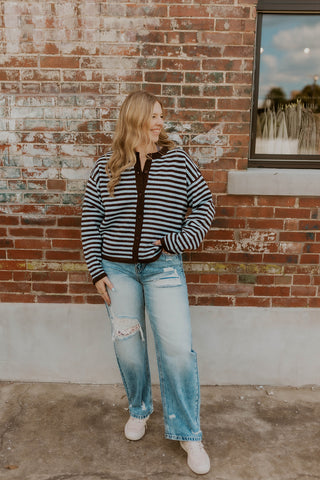 Color Mix Sweater- Blue/Brown