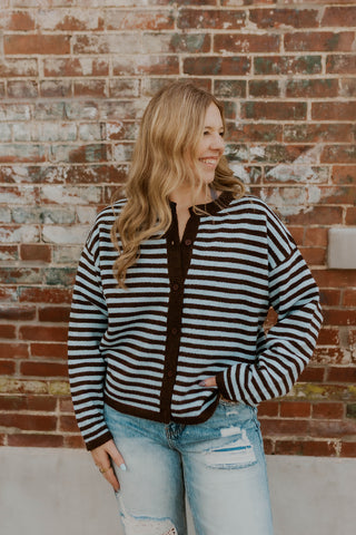 Color Mix Sweater- Blue/Brown