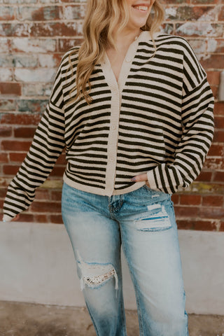 Color Mix Sweater- Hunter Green