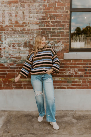 Stripe Theory Sweater- Olive Multi