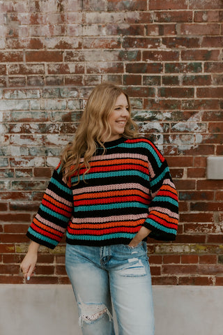 Stripe Theory Sweater- Black Multi