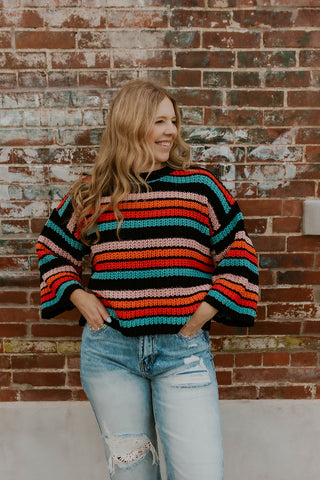 Stripe Theory Sweater- Black Multi