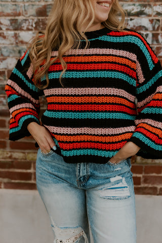 Stripe Theory Sweater- Black Multi
