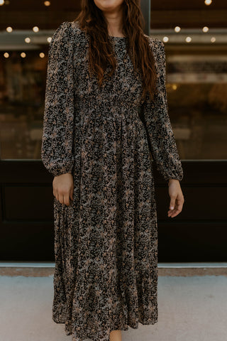 Floral Print Round Neck Maxi Dress