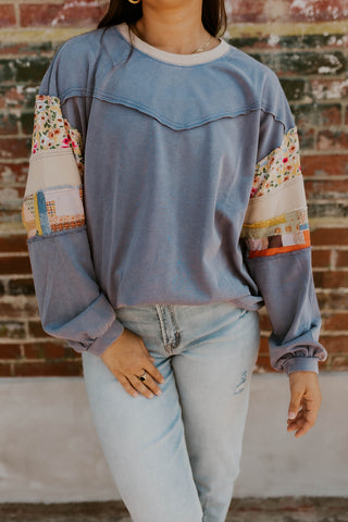 Long Sleeve Mix Print Top