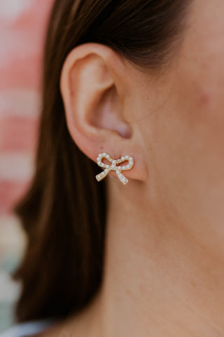 Mini Pearl Bow Stud Earrings