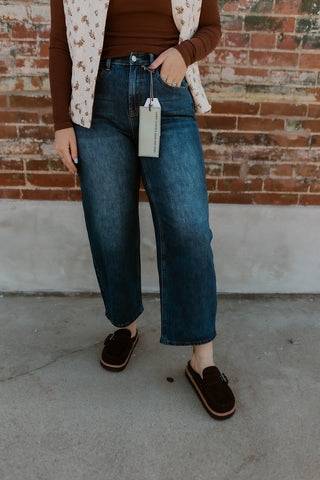 Tessa Dark Wash Barrel Jeans