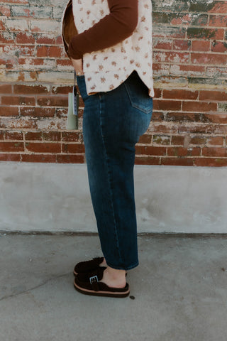 Tessa Dark Wash Barrel Jeans