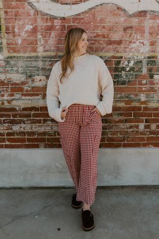 Cherry Cream Gingham Pants