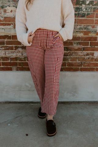 Cherry Cream Gingham Pants