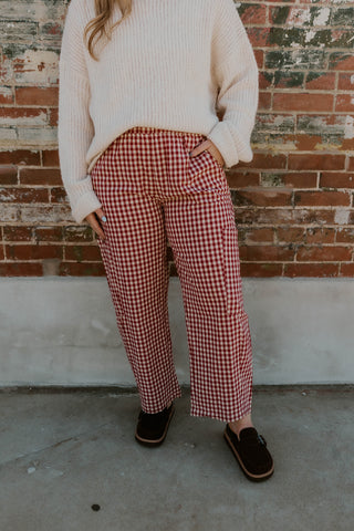 Cherry Cream Gingham Pants