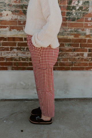 Cherry Cream Gingham Pants