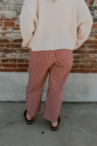Cherry Cream Gingham Pants