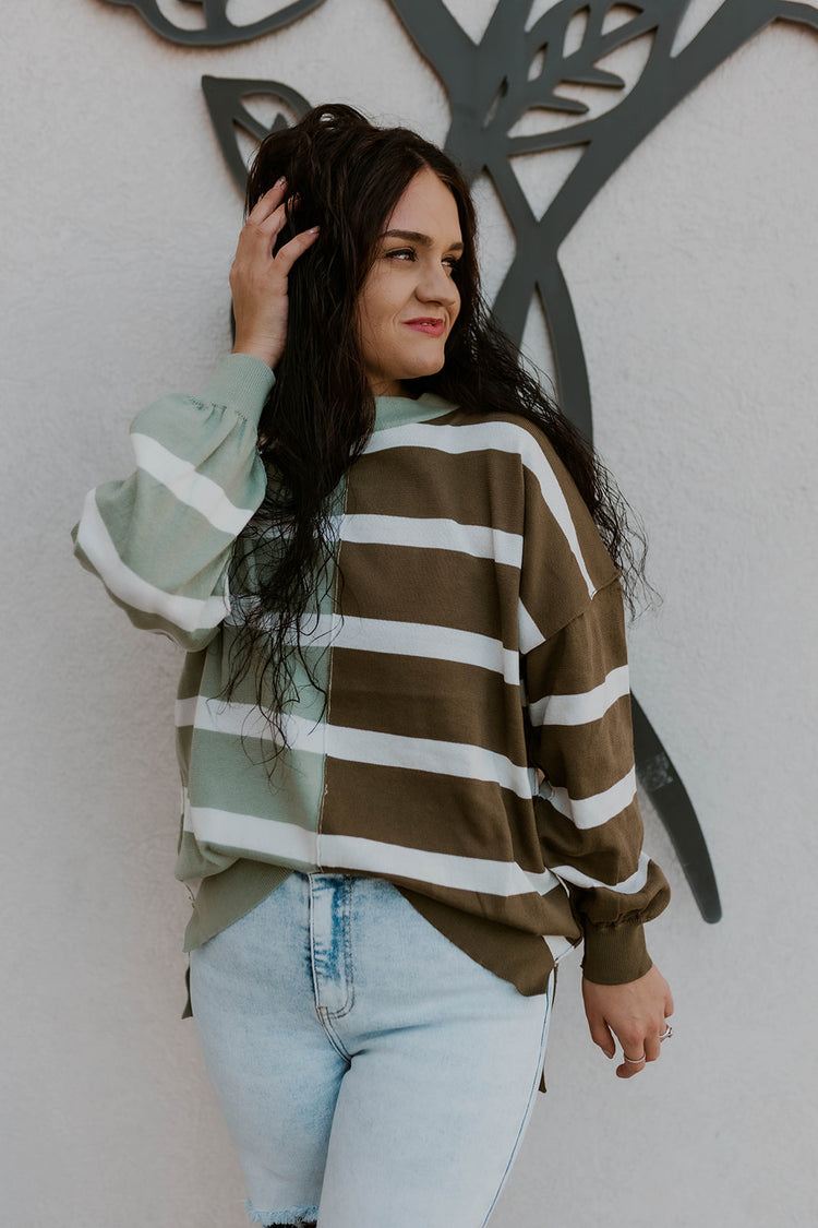 Just Mixin It Up Sweater- Sage Olive