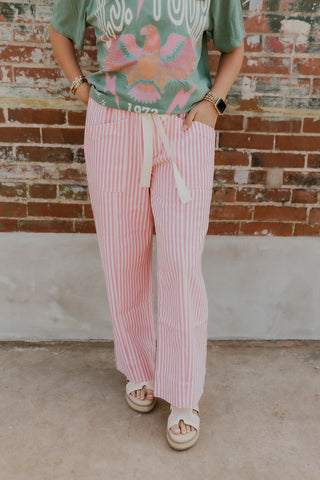 The Boardwalk Striped Pants- Pink
