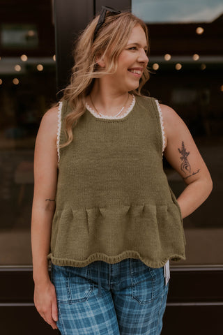 Woodland Side Tie Vest- Olive