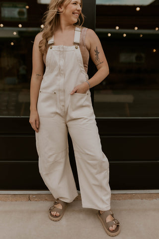 Denim Daze Overalls- Cream