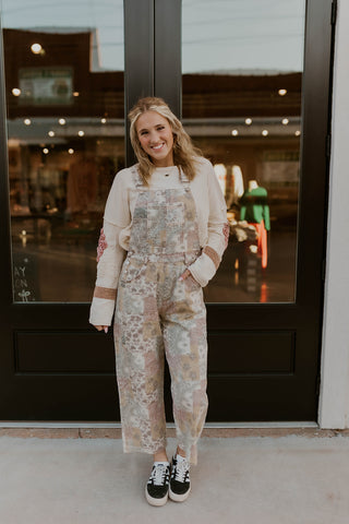 Bandana Patchwork Denim Overalls