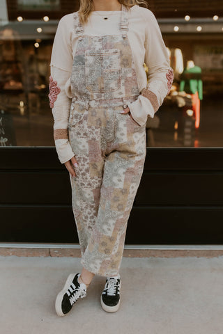 Bandana Patchwork Denim Overalls