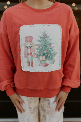 Nutcracker Printed Corduroy Patch Sweatshirt