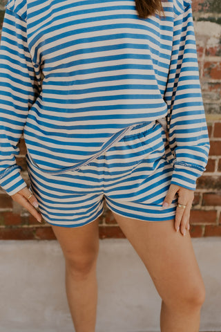 Striped French Terry Lounge Set- Royal