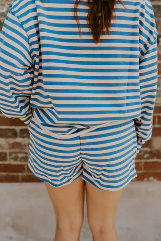 Striped French Terry Lounge Set- Royal
