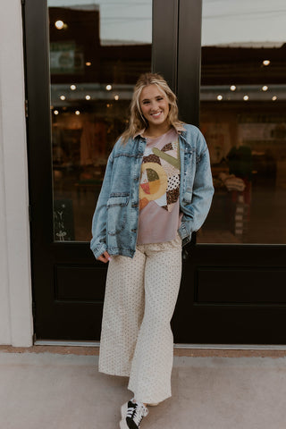 Made For Me Wide Leg Pants- Cream Dot