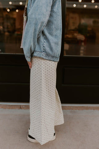 Made For Me Wide Leg Pants- Cream Dot