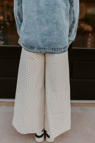 Made For Me Wide Leg Pants- Cream Dot