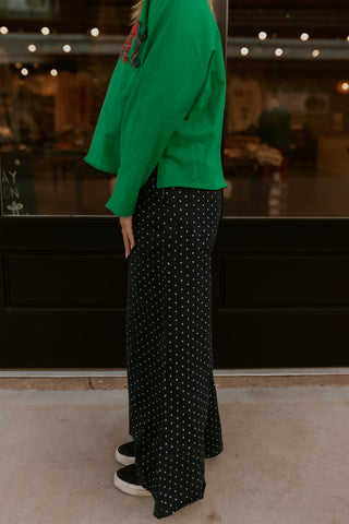 Made For Me Wide Leg Pants- Navy Dot