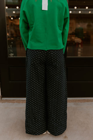 Made For Me Wide Leg Pants- Navy Dot