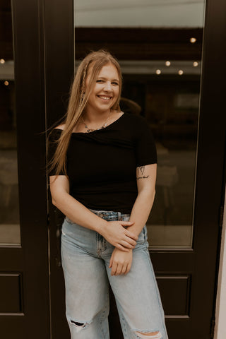 Asymmetrical Twist Ribbed Top