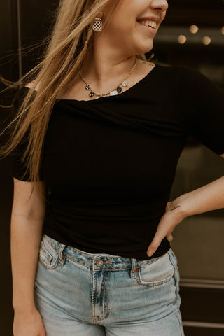 Asymmetrical Twist Ribbed Top