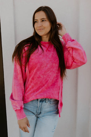 Hot Pink Mineral Wash Sweatshirt