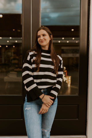 Stripe Knit Tunic Sweater