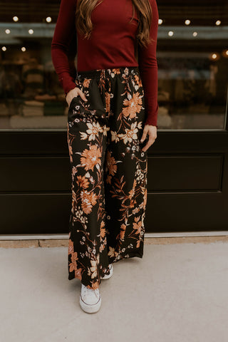 Printed Floral Wide Leg Pants