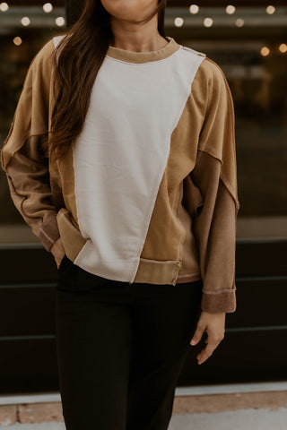 Brown Hues Color Block Top