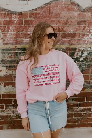 Pop Off Pink Flag Sweatshirt