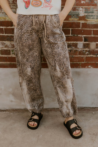 Mineral Wash Leopard Barrel Pants
