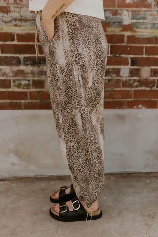 Mineral Wash Leopard Barrel Pants
