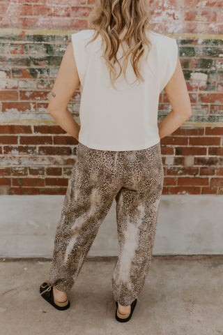 Mineral Wash Leopard Barrel Pants