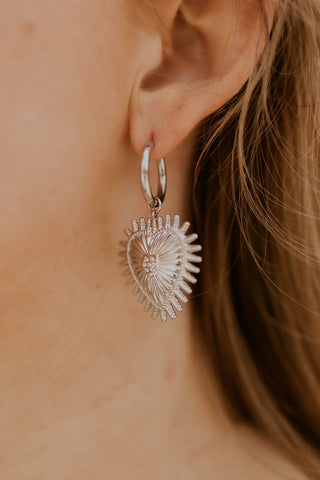 Silver Dangle Heart Earrings