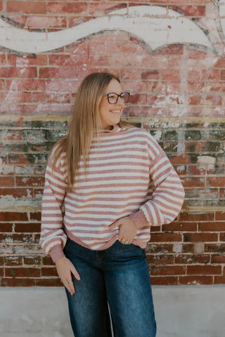Keep It Classic Mock Neck Sweater- Blush