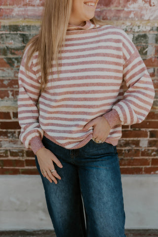 Keep It Classic Mock Neck Sweater- Blush
