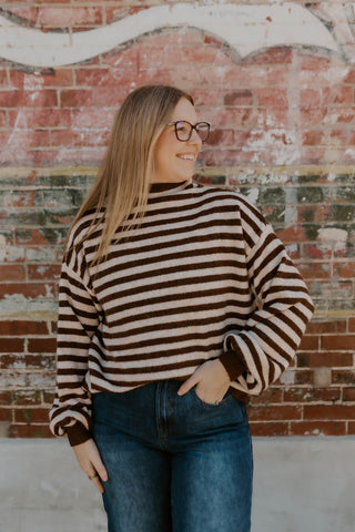 Keep It Classic Mock Neck Sweater- Mocha