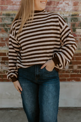 Keep It Classic Mock Neck Sweater- Mocha